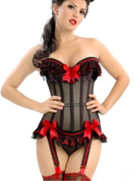 Red Bow Black Boning Corsets Dress